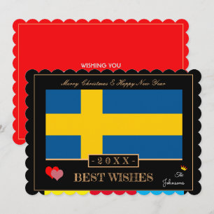 Svenska Flagga & Gott nytt år/Bästa Önskemål Sveri Julkort
