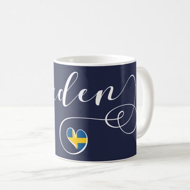 Svenska Flagga Heart Design, Sverige Kaffemugg (Framsida höger)