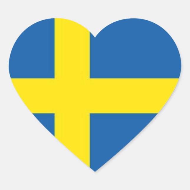 Svenska Flagga Heart Hjärtformat Klistermärke (Framsida)