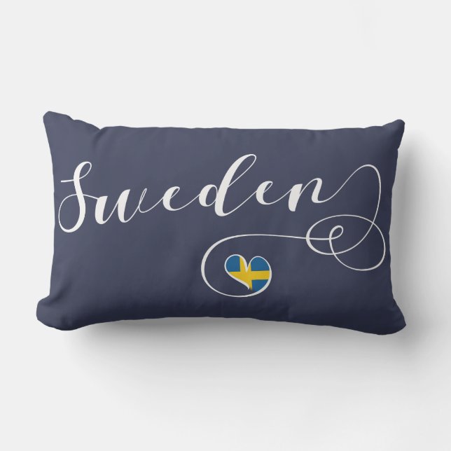 Svenska Flagga Heart, Sverige Lumbarkudde (Framsida)