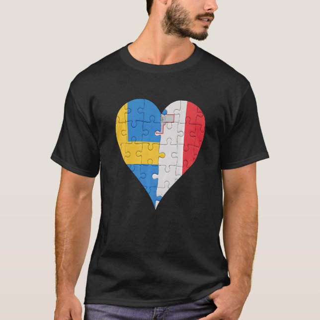 Svenska Flagga Heart T Shirt (Framsida)