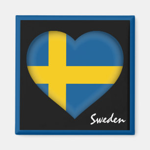 Svenska flagga & hjärta, Sverige helgdag/sport Magnet