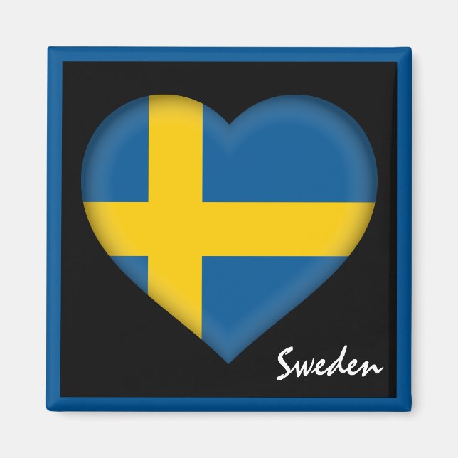Svenska flagga & hjärta, Sverige helgdag/sport Magnet (Framsidan)