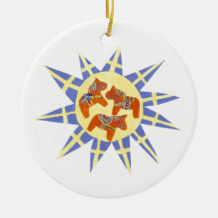 Svenska Flagga och Dala Horses Ornament