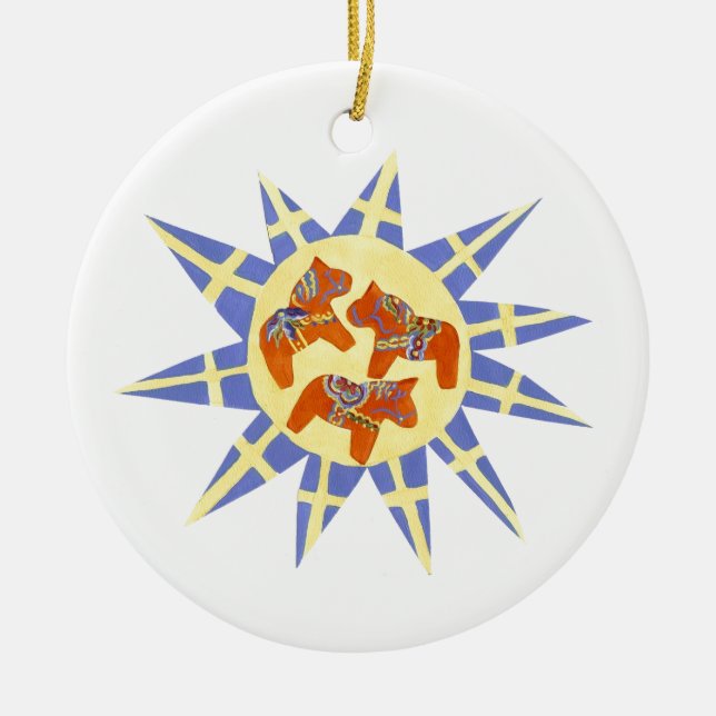 Svenska Flagga och Dala Horses Ornament (Framsidan)