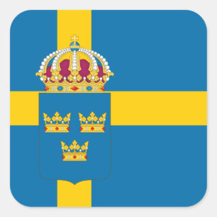Svenska Flagga och Jacka av Arm, Flagga av Sverige Fyrkantigt Klistermärke