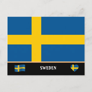 Svenska Flagga och svenska land resa/Sverige Vykort