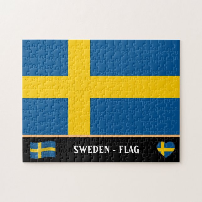 Svenska Flagga och svenska land / Sverige Pussel (Horisontell)