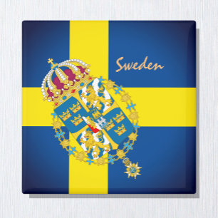 Svenska flagga och Sverige, helgdag, resor/sport Magnet