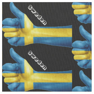 Svenska Flagga på Tum-Up-hand Tyg