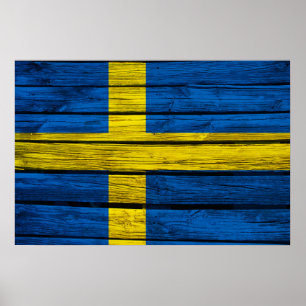 Svenska Flagga Rustic Wood Poster