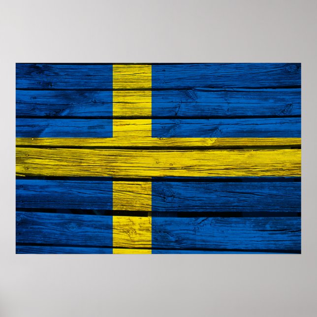 Svenska Flagga Rustic Wood Poster (Framsidan)