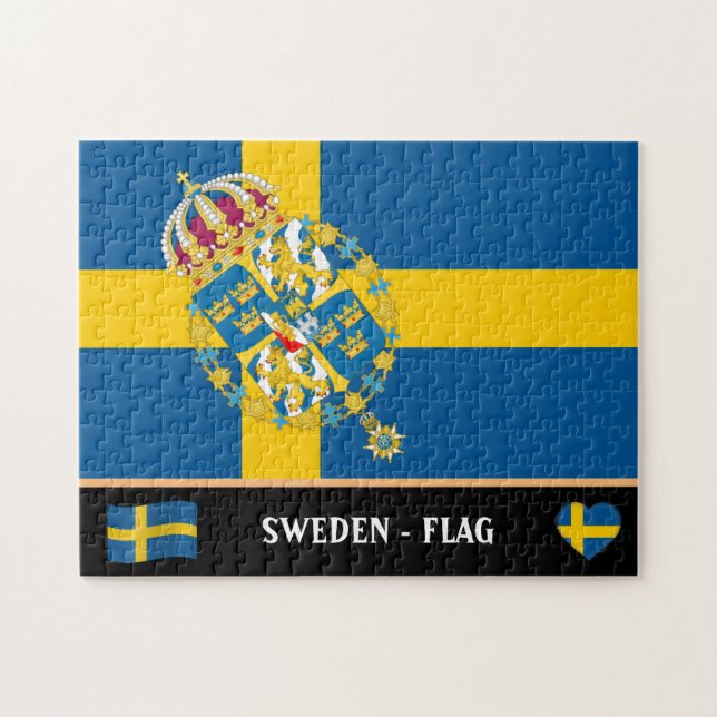 Svenska Flagga & svenska land / Sverige Jigszawa P Pussel (Horisontell)