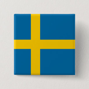 Svenska Flagga (Sverige) 15 cm Square Badge Knapp