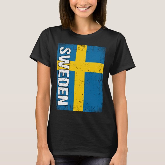 Svenska Flagga Sverige T Shirt (Framsida)