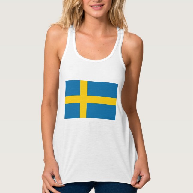 Svenska Flagga (Sverige) Tanktop Linne Med Racerback (Framsida)