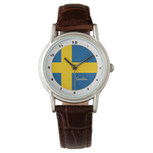 Svenska Flagga & Sverige trendig mode / designkloc Armbandsur