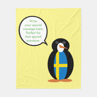 Svenska Flagga Talking Penguin Personlig Fleecefilt