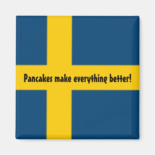 Svenska Flagga Temes Fridge Magnet - pannkakor - (Framsidan)