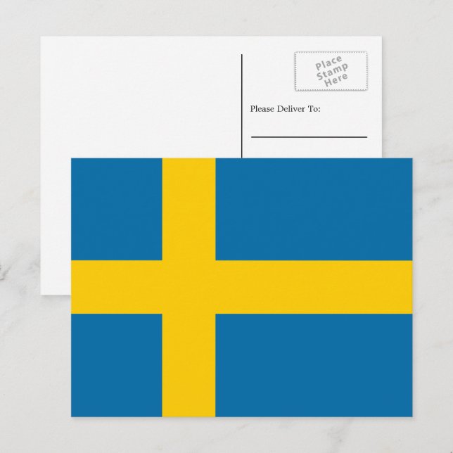 Svenska flaggan, flagga Sverige Vykort (Fram/baksida)
