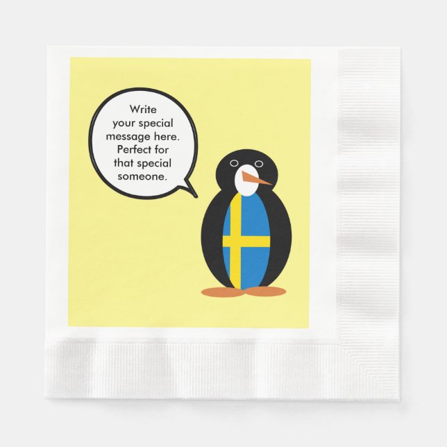 Svenska flaggan talande Ms. Penguin Personlig  Pappersservett (Framsidan)