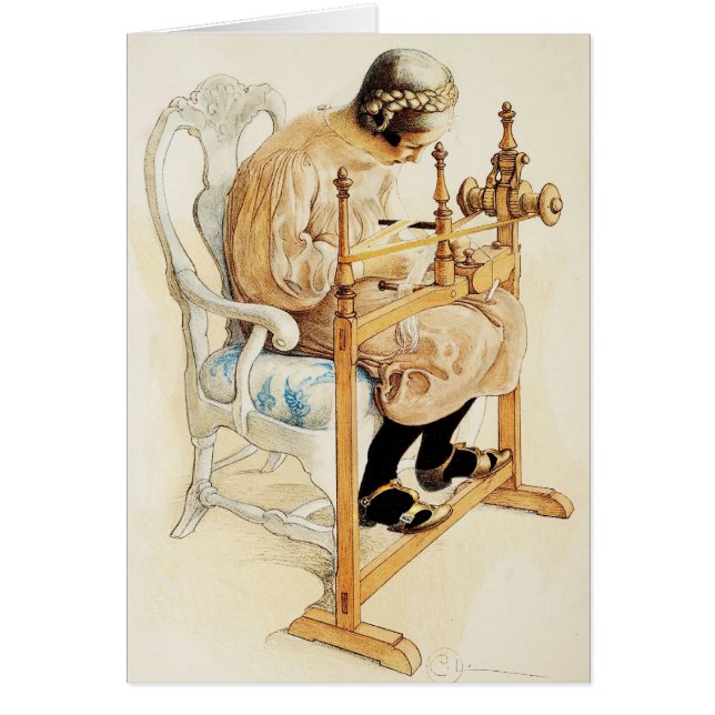 Svenska flicka vävning hälsningskort (Framsidan)