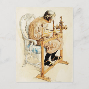 Svenska flicka vävning vykort