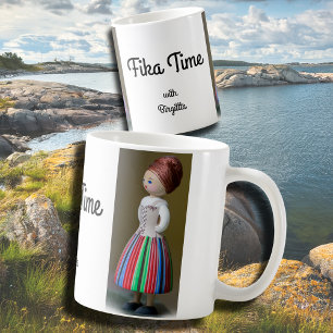 Svenska folkArt Doll Fika Kaffemugg