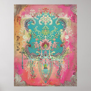 Svenska folkArt Vintage Scandinavian Ethnic Poster