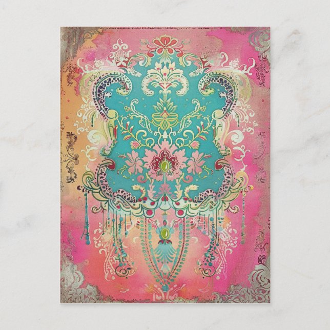 Svenska folkArt Vintage Scandinavian Ethnic Vykort (Framsida)