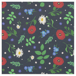 Svenska Folkblommor - blommönster Tyg