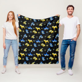 Svenska Folkdala Boskap l Blue och Gult Fleecefilt