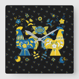 Svenska folkdala Tupp Fyrkantig Klocka