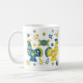 Svenska folkdala Tupp l Blue och Gult Kaffemugg
