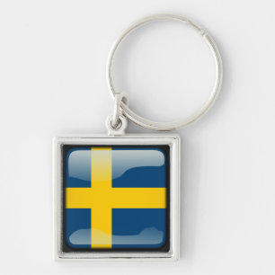 Svenska Fyrkantig Silverfärgad Nyckelring