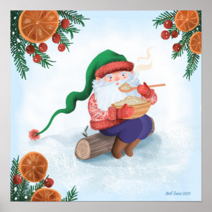 Svenska Gnome Jultomten Art-utskrift Poster