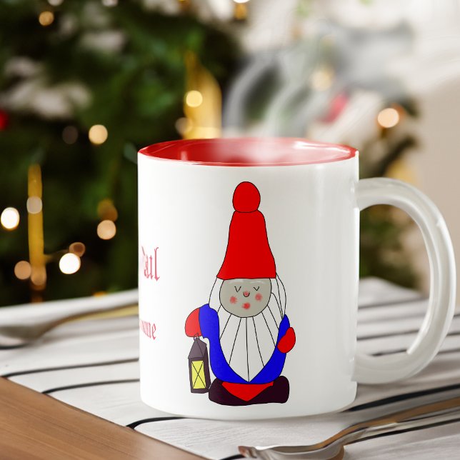 Svenska Gnome Tomten Two-Tone Coffee Mugg (Skapare uppladdad)