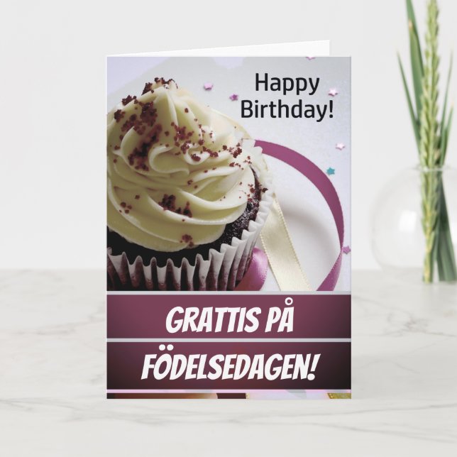 Svenska Grattis på födelsedagen-kortet / Grattisko Kort (Framsida)