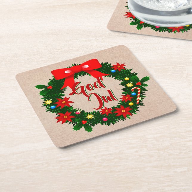 Svenska Gud jul-dalbana Underlägg Papper Kvadrat (Vinklad)