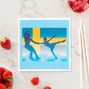 Svenska Ice Skating Duo Silhouette Pappersservett