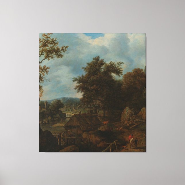 Svenska landskapet med Vatten Mill, Allaert van E Canvastryck (Framsida)