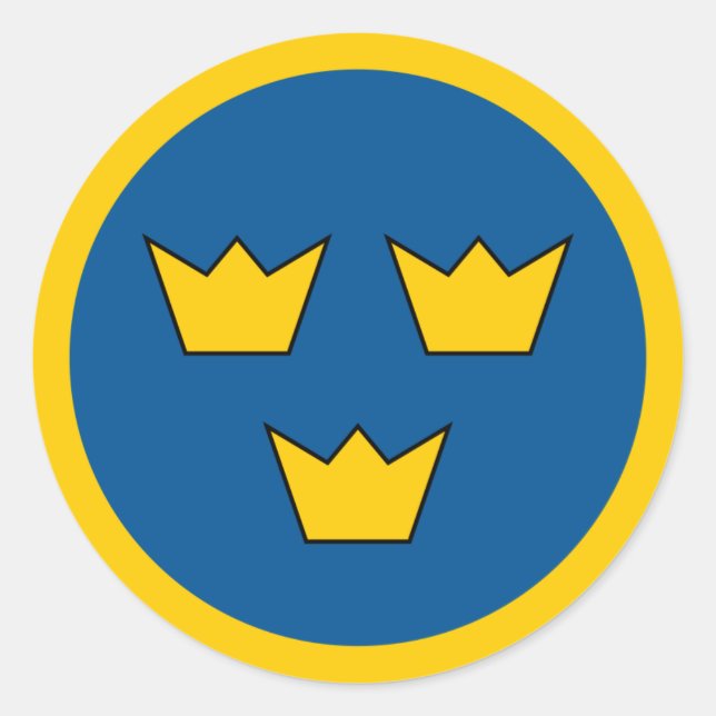 Svenska Luft Force Roundel Sticker Runt Klistermärke (Framsida)