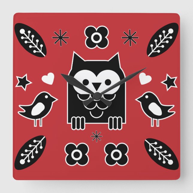 Svenska och Avsluta folkkonstgåva Fyrkantig Klocka (Framsida)