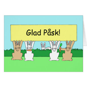 Svenska Påsk Glad Påsk Tecknad Bunnies Hälsningskort