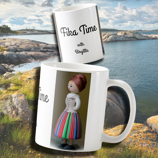 Svenska Röda doll på Fika Kaffemugg (Skapare uppladdad)