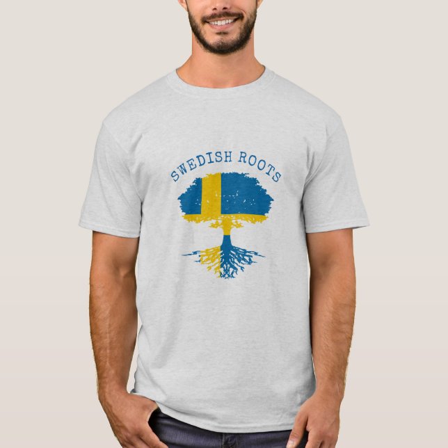 Svenska Roots Flagga T Shirt (Framsida)