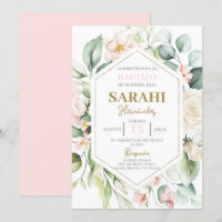 Svenska Rosa Blommigt Baptism-inbjudan