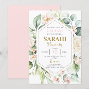 Svenska Rosa Blommigt Baptism-inbjudan Inbjudningar