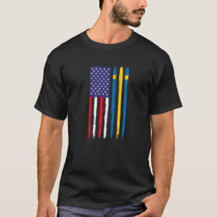 Svenska rötter Halamerikanska Flagga Patriotic Sve T Shirt