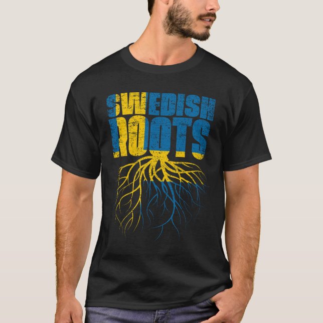 Svenska rötter, Sverige Flagga T Shirt (Framsida)